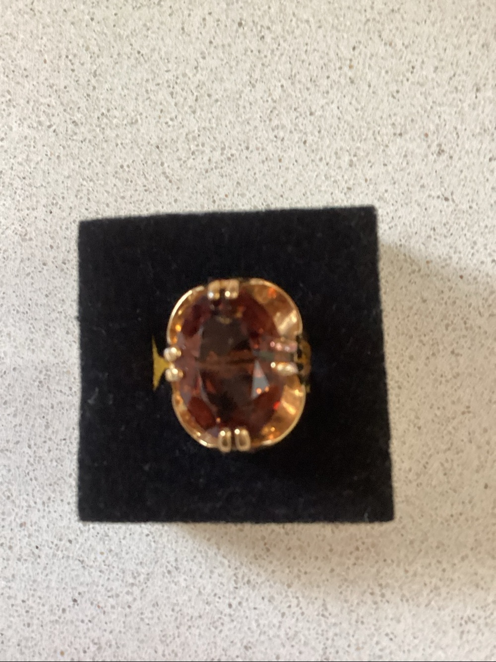 Vintage 18K HGE Gold Electroplated Cocktail Ring with Cognac Brown Faceted Stone - Picture 2 of 11